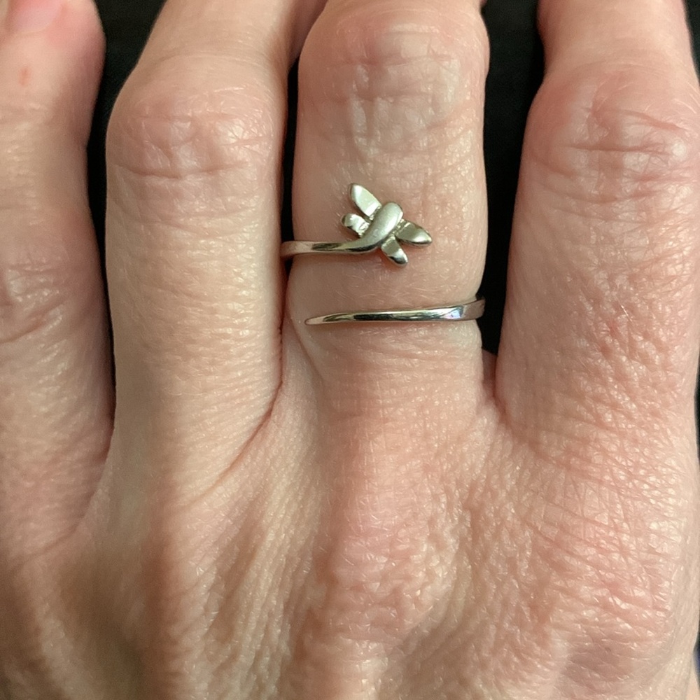 925 Silver Adjustable Butterfly Ring - image 6